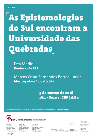 Epistemologies of the South encounter Universidade das Quebradas<span id="edit_18647"><script>$(function() { $('#edit_18647').load( "/myces/user/editobj.php?tipo=evento&id=18647" ); });</script></span>