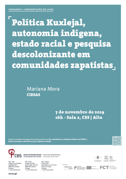 Política Kuxlejal, autonomia indígena, estado racial e pesquisa descolonizante em comunidades zapatistas<span id="edit_25878"><script>$(function() { $('#edit_25878').load( "/myces/user/editobj.php?tipo=evento&id=25878" ); });</script></span>